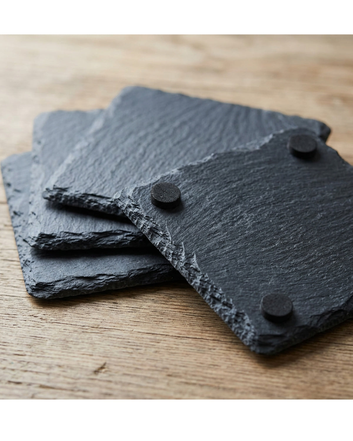 Zorao Natural Slate Square Coasters Set of 4 Charcoal - Detail view