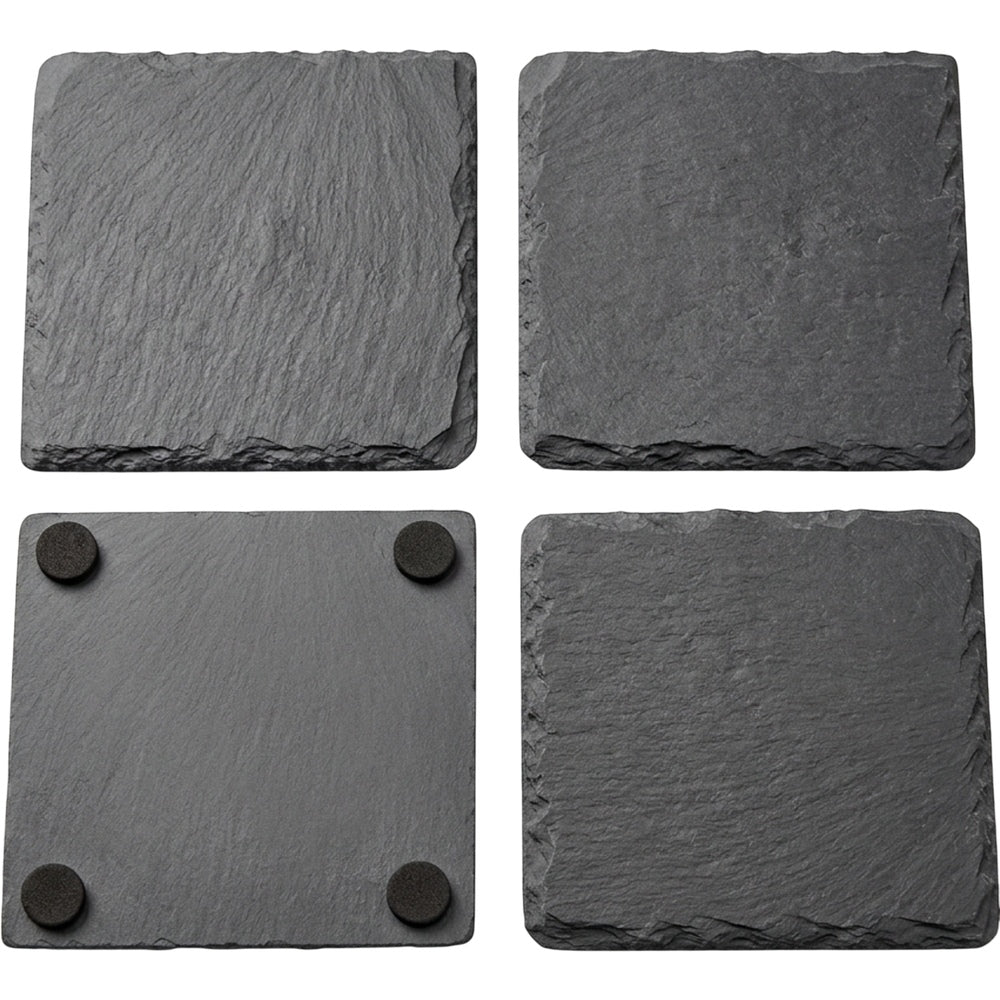 Zorao Natural Slate Square Coasters Set of 4 Charcoal - Product view