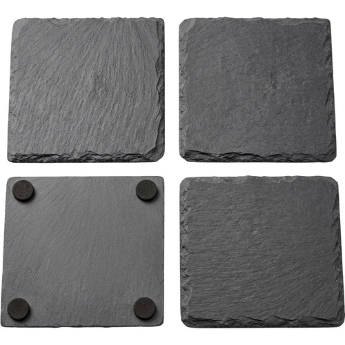 Zorao Natural Slate Square Coasters Set of 4 Charcoal - Product view