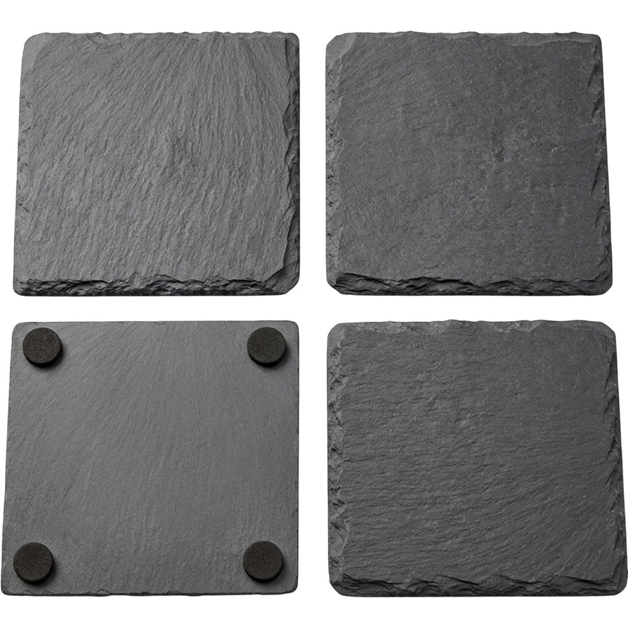 Zorao Natural Slate Square Coasters Set of 4 Charcoal